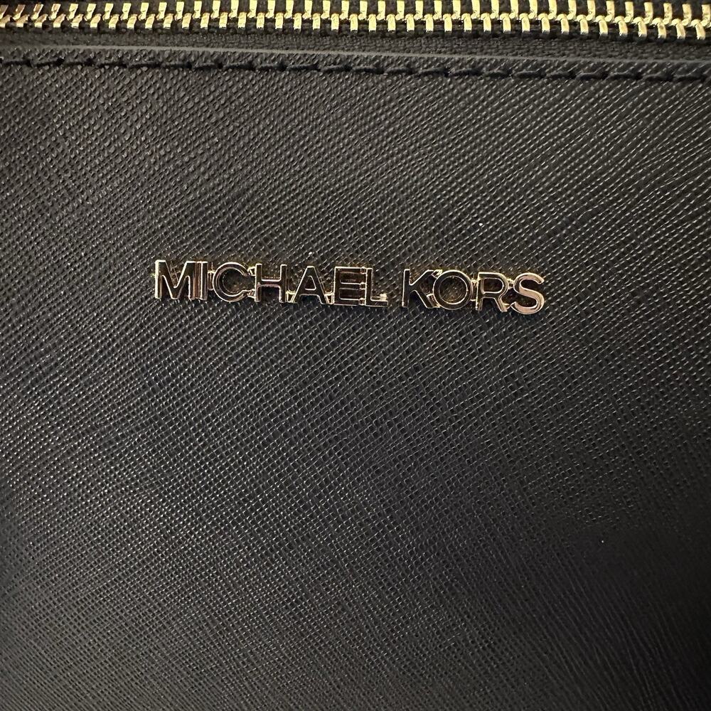 Michael Kors Charlotte Large Saffiano Leather Top-Zip Black Tote Bag #35T0GCFT7L - Picture 4 of 6